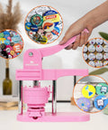 Awesome Vibrant Pink Button Maker Press With Three Size Dies And One Fifty Pcs Badge Supplies, ideal for custom pinback badges.