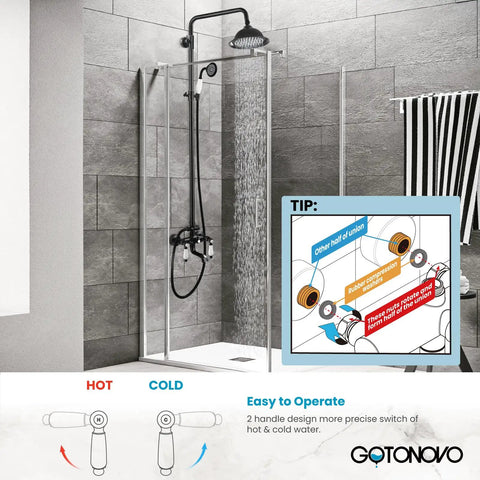 Oil Rubbed Bronze Shower Faucet Set With 8 Inch Rainfall Shower Head Handheld Spray Bathtub Spout Wall Mount Premium Brass Anti Rust