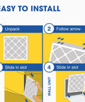 Installation guide for Pleated HVAC Filter 24x24x4 MERV 13 Six Pack For Furnace And Air Conditioner, step-by-step instructions