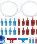 All in One Master Cylinder Brake Bleeder Kit with 22 Inch Hoses, Red and Blue Fittings, PTFE Tape, Universal Fit