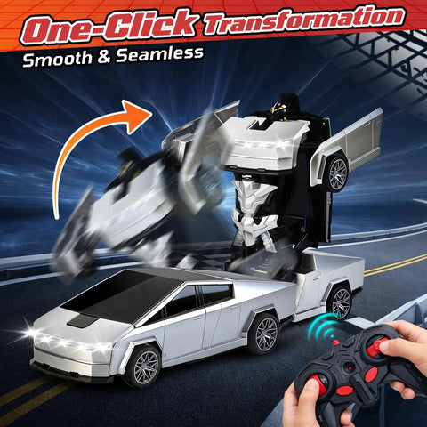 Transformation of Cybertruck RC Toy Car For Kids 2 In 1 Vehicle With 2.4GHz Remote from truck to robot with remote control.
