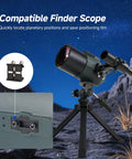 Mak Maksutov Spotting Scope Kit With Finderscope And Wifi Camera For Digiscoping Moon And Planets shown on tripod at night