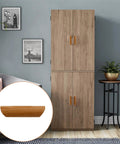 Wooden Handle Set 64mm Hole Centers Decorative Furniture Pulls on cabinet, painted smooth finish, natural log color, easy grip.