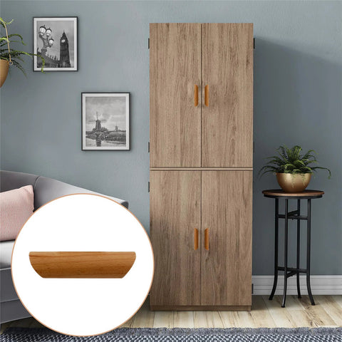 Wooden Handle Set 64mm Hole Centers Decorative Furniture Pulls on cabinet, painted smooth finish, natural log color, easy grip.