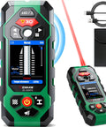 All In One Wall Scanner With Laser Measure And Level 10 In 1 Detects Studs Pipes Wires Metals Behind Walls Fast Edge And Center Marking Made Easy Plus Accurate Angle Meter For DIYers handheld scanner with USB cable and pouch