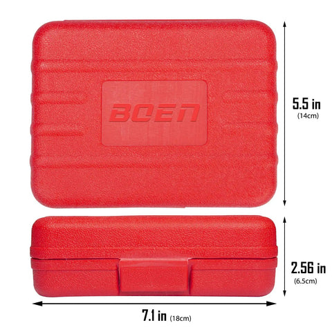 Red case for Eight Piece Impact Socket Adapter And Reducer Set For One Quarter, Three Eighths, One Half, And Three Quarters Inch Drive