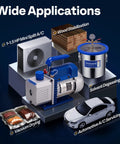 Pro Grade 3.5 CFM Single Stage HVAC Vacuum Pump For Auto AC Systems 1/4 HP used in various applications like A/C and degassing.