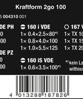 Image of Kraftform 2Go 100 Vde Insulated Screwdriver Set packaging showing product details, specifications, and barcode.