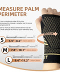 Copper Wrist Compression Sleeves For Carpal Tunnel And Arthritis, Breathable And Comfy Wrist Support, unworn sleeve, palm measurement guide