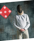 Fencer practicing in front of Multi Purpose Fencing Target For Indoor Practice, Rubber Training Target, Durable Indoor Target