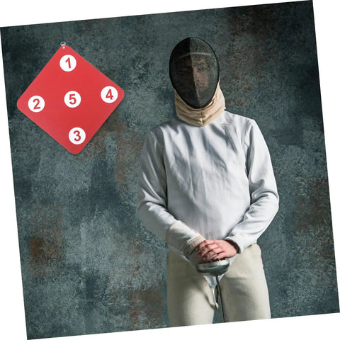 Fencer practicing in front of Multi Purpose Fencing Target For Indoor Practice, Rubber Training Target, Durable Indoor Target