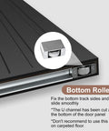 Bottom roller detail of Concealed Sliding Barn Door With Slick Soft Close Hardware Kit Black Hidden Door For Interior Use 32x86 Inches