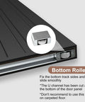 Concealed Sliding Barn Door With Soft Close Hardware Kit Black Hidden Door bottom roller detail view, smooth sliding design.
