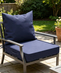24x24 Inch Waterproof Patio Chair Cushions For Outdoor Furniture With Edge Binding Easy Carry Handle Adjustable Straps And Hook And Loop Fastener Fade Resistant Weatherproof Comfort shown on a chair in a garden setting