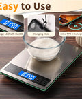 Pro Grade Digital Kitchen Scale With 33 Pound Capacity, Stainless Steel And Tempered Glass Surface, USB Rechargeable