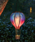 Blue Purple Hot Air Balloon Solar Lantern For Garden Decor Lit Flickering Flame Hanging Outdoor Light For Yard Porch Tree Party Solar Powered Garden Lamp Gift For Mom