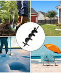 6 Inch Earth Auger Drill Bit For Planting With 31.5 Inch Depth Reach in garden, ice, and beach settings