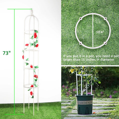 Heavy Duty 6 Ft Garden Trellis for Climbing Plants Built To Last From Rustproof Metal Pipe in White With Weather Resistant Finish