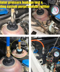Built Tough 33 Piece Radiator Pressure Tester And Coolant Vacuum Refill Kit with pressure gauge and hoses for leak testing in vehicle.