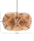 Boho Rattan Pendant Light With 8 Foot Cord Handwoven Shade 60W Max Hardwired Only Natural Woven Ceiling Fixture For Living Room Bedroom Or Kitchen Island Warm Ambient Glow, dimensions 21.25 x 12.25 inches.