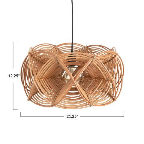 Boho Rattan Pendant Light With 8 Foot Cord Handwoven Shade 60W Max Hardwired Only Natural Woven Ceiling Fixture For Living Room Bedroom Or Kitchen Island Warm Ambient Glow, dimensions 21.25 x 12.25 inches.