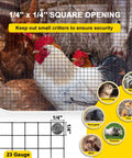 Heavy Duty Black Hardware Cloth Roll PVC Vinyl Coated Galvanized Steel Wire Mesh One Quarter Inch 23 Gauge Size with small openings for chicken coops.