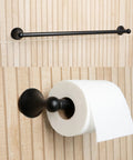 4 Piece Bathroom Hardware Set With 24 Inch Towel Bar Sleek Matte Black Finish Modern Round Design Wall Mount Kit With Toilet Paper Holder