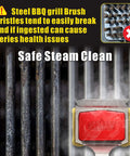 SteamWizards No Bristle Grill Brush With Replaceable Cleaning Head for Safe Steam Clean on Cast Iron and Stainless Steel Grates