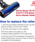 4 Pairs Soleplate Wheels Replacement For V6 V7 V8 V10 V11 V15 Drive Cleaner Head Rollers, installation instructions visible