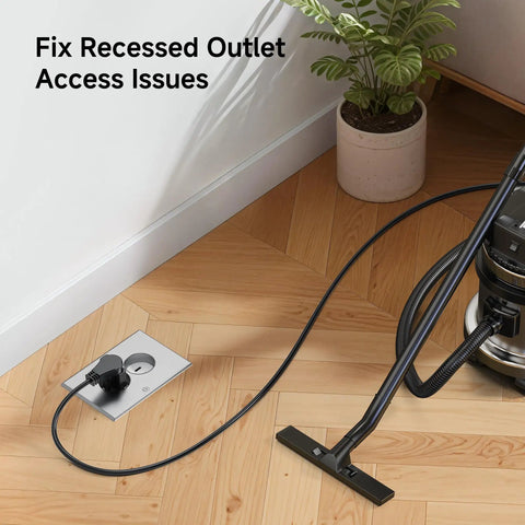 3 Pack 20 Amp To 15 Amp Plug Adapter used in recessed outlet with vacuum cleaner, fixing access issues, black 3 prong grounded converter.