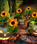8 Pack Solar Sunflower Garden Lights For Outdoor Yard Decor IP65 Waterproof Pathway Party Patio Lawn Christmas Halloween Vibe