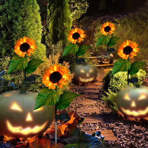 8 Pack Solar Sunflower Garden Lights For Outdoor Yard Decor IP65 Waterproof Pathway Party Patio Lawn Christmas Halloween Vibe