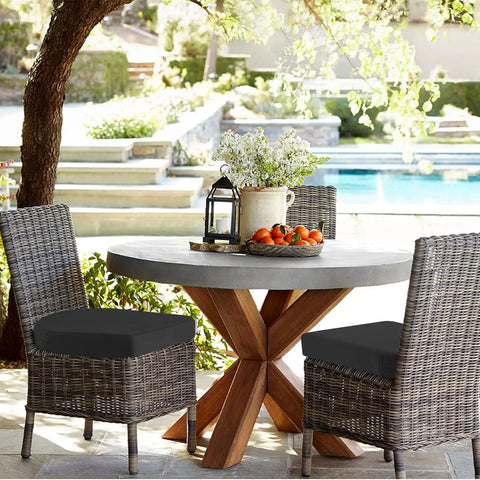 Outdoor Chair Cushions Set Of 2 Thick 17 By 17 Inch Waterproof Seat Cushions With Ties For Patio Furniture Great For Dining Chairs Built