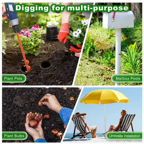 Heavy Duty Garden Auger Drill Bit for Planting, Three Inch by Thirty Two Inch, drilling holes for garden pots, posts, bulbs