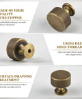 Premium Top Shelf Solid Brass Cabinet Knobs 1.1 Inch Knurled Hardware Antique Brushed Finish Hella Durable five-piece set detail.