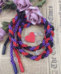 Three Pack Silk Look Rope 32 Ft Each 8mm Soft Braided Satin Rope Multi Color Black Red Purple For Crafts DIY Home Decor Projects Party Decor Gift Wrapping And Multipurpose Use with pink roses and crystals.