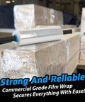 One Roll 15 Inch Wide 900 Ft Clear Heavy Duty Plastic Stretch Wrap For Shipping And Moving Pro Grade Extra Durable Shrink Film With Wrap Holder Included For Packing Trucking And Logistics