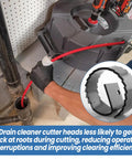 Bulletproof Heavy Duty Root Saw Plug Buster For Standard 5/8 To 3/4 Inch Drain Auger Cables in use on clogged pipe.