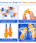 Straight Up Noise Dampening Earplugs Bulk Pack Of One Thousand Corded Silicone Picks With Attached Strings And A Trusted Twenty Five Decibel Rating For Easy Living Reusable Chill Vibes In Bright Blue And Orange Colors displayed in packaging and showcasing soft silicone material.