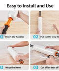 Step-by-step use of Industrial Strength Stretch Film 15 Inch By 1000 Feet Pallet Wrap With Handles Heavy Duty Clear 60 Gauge Moving Wrap 2 Pack Rolls