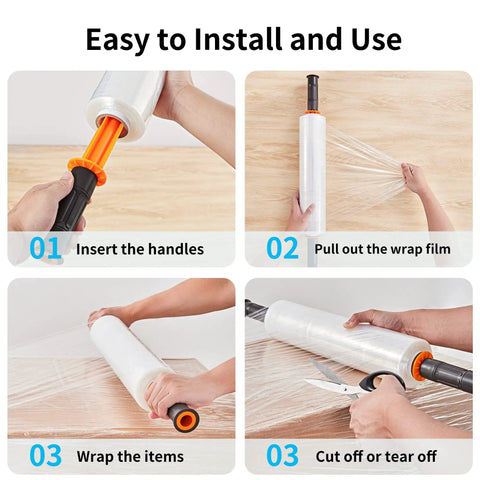 Step-by-step use of Industrial Strength Stretch Film 15 Inch By 1000 Feet Pallet Wrap With Handles Heavy Duty Clear 60 Gauge Moving Wrap 2 Pack Rolls