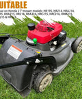 Honda 21 Inch mower on grass, compatible with Honda 21 Inch Mower Blade Hex Bolts Kit M10 By 1.25 With Flanged Bolts and Washers.