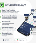 Keep Your Gear Locked Down With This Rugged GPS Asset Tracker All Week Battery Life Real Time Location Updates Via Smartphone App For Trucks Cars And Equipment Security, MyLoc8 mobile app interface showing tracking features.