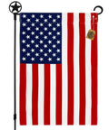 All American Fourth Of July Garden Flag Outdoor Decor Made In The USA Premium Poly Poplin Weather Resistant Flag on stand