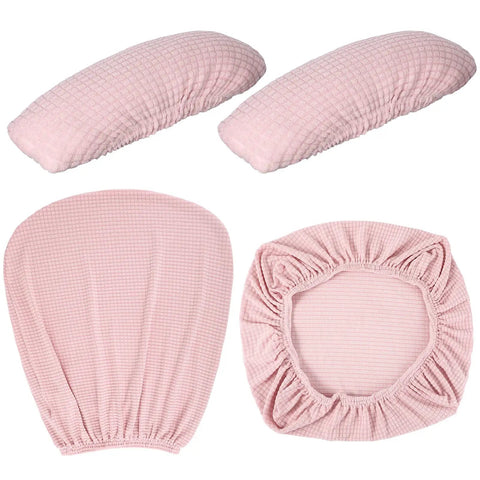 4 Piece Stretchable Office Chair Cover Set Universal Fit For Rotating Chairs Includes Seat Cover Back Cover And Armrest Pads Slipcovers In Polyester Pale Pink
