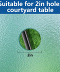 Two Pack 2 Inch Parasol Umbrella Hole Ring Plug And Cap Set for Outdoor Patio Tables showing 2 inch hole fit on glass table