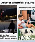 Outdoor use of Portable Waist Clip Fan With LED Light, 10000mAh Rechargeable Battery in camping and emergency power scenarios.