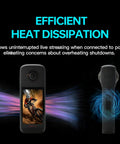 Motorcycle 360 Camera For Rides Dope 5.7K Video 72MP Photos Ultra Stable Footage AI Auto Tracking GPS showing heat dissipation