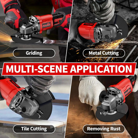 Cordless Angle Grinder Kit With Two 4.0Ah Batteries, 4-1/2 Inch Metal Grinder, Brushless Motor Up To 12,000 RPM, Cutting Wheels Included, Heavy Duty Electric Grinder Tool Set For Cutting And Grinding