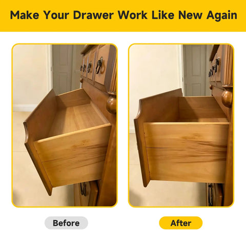 Before and after images of drawer sliding smoothly with Straight Up Center Track Replacement Drawer Slides Fixed Heavy Duty And Solid As A Rock With Rite Trak I Compatible Reinforced Plastic Dresser Glides No Drama Smooth Glide Repair Kit 10 Sets.